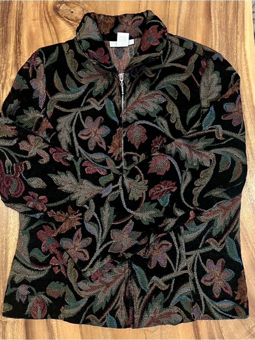 dressbarn Black Multicolor Floral Jacquard Jacket